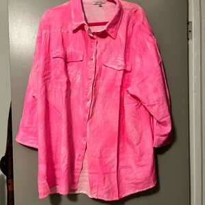 White Birch Pink Tie-Dye Top